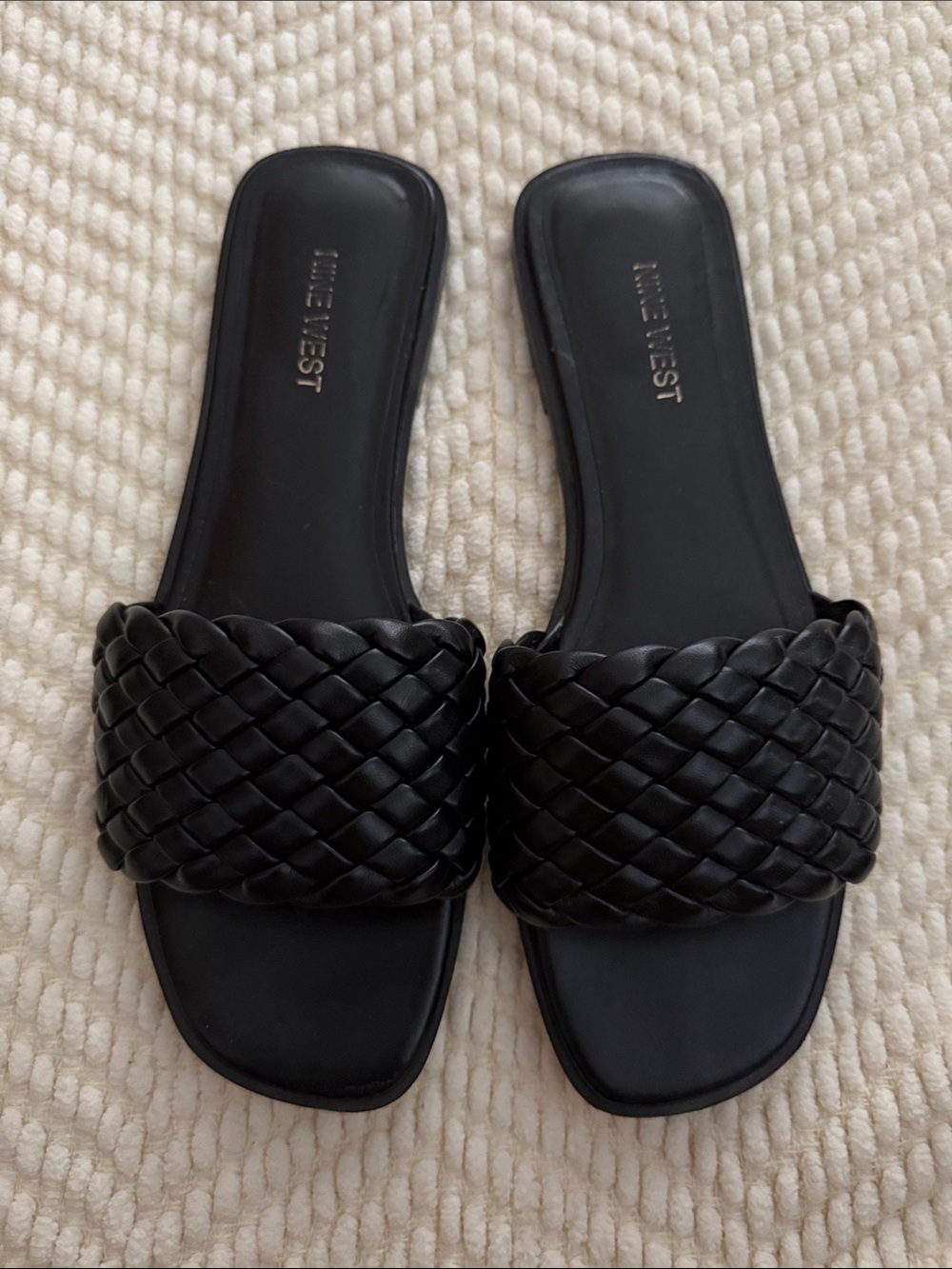 Nine West Women’s Black Braided Slide Sandals Size 10